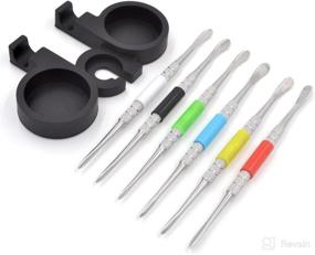 img 2 attached to 🔥 SILICONE ALLEY Wax Carving Tools [6 Piece Set - Stainless Steel] + 1 Black Container Holder (Jars Not Included - Find Non Stick Jars)