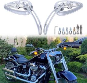 img 4 attached to 🛠️ Chrome Skull Teardrop Rearview Side Mirrors (8mm/10mm) for Harley Dyna Electra Glide Street Glide Road King Softail