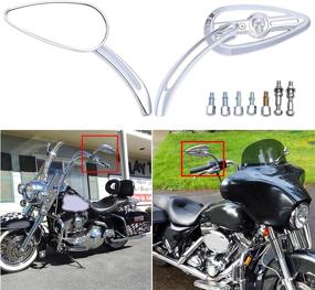 img 2 attached to 🛠️ Chrome Skull Teardrop Rearview Side Mirrors (8mm/10mm) for Harley Dyna Electra Glide Street Glide Road King Softail