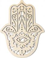 evil eye amulet simurg hamsa hand wood wall art: stunning hand of fatima home decor logo