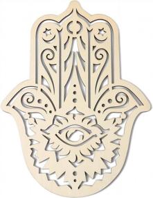 img 4 attached to Evil Eye Amulet Simurg Hamsa Hand Wood Wall Art: Stunning Hand Of Fatima Home Decor