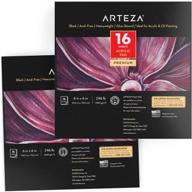 create professional art with arteza black acrylic paper pad - 2 pack, 6 x 6 inches, 246-lb painting pad for acrylic and oil painting, drawing and sketching logo