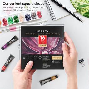 img 2 attached to Create Professional Art With Arteza Black Acrylic Paper Pad - 2 Pack, 6 X 6 Inches, 246-Lb Painting Pad For Acrylic And Oil Painting, Drawing And Sketching