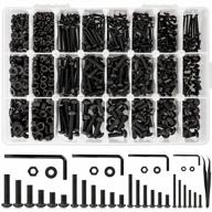 complete set of m2-m5 metric screws and nuts - 1255 pieces of high-quality 10.9 alloy steel hex button head cap screws, bolts and nuts kit in black finish logo
