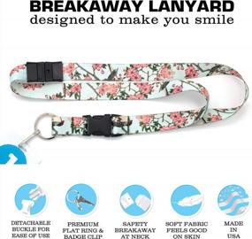 img 1 attached to Stylish And Secure: Buttonsmith Hiroshige Cherry Blossoms Breakaway Lanyard With Buckle And Flat Ring - Made In The USA