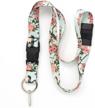 stylish and secure: buttonsmith hiroshige cherry blossoms breakaway lanyard with buckle and flat ring - made in the usa logo