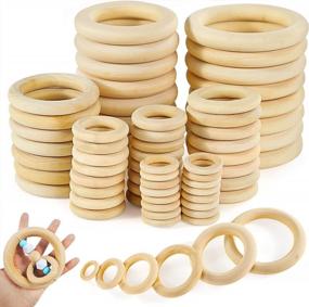 img 4 attached to Craft With Organic Charm: BigOtters 64 PCS Smooth Unfinished Wooden Rings In 6 Sizes – Perfect For Jewelry Making, Crafts And DIY Projects!