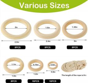 img 3 attached to Craft With Organic Charm: BigOtters 64 PCS Smooth Unfinished Wooden Rings In 6 Sizes – Perfect For Jewelry Making, Crafts And DIY Projects!