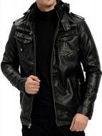 мужская байкерская куртка из искусственной кожи с воротником-стойкой, карманами на молнии и мотоциклетным стилем - черный, средний логотип
