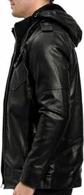 img 2 attached to Men'S PU Leather Biker Jacket With Stand Collar, Zipper Pockets, And Motorcycle Style - Black, Medium