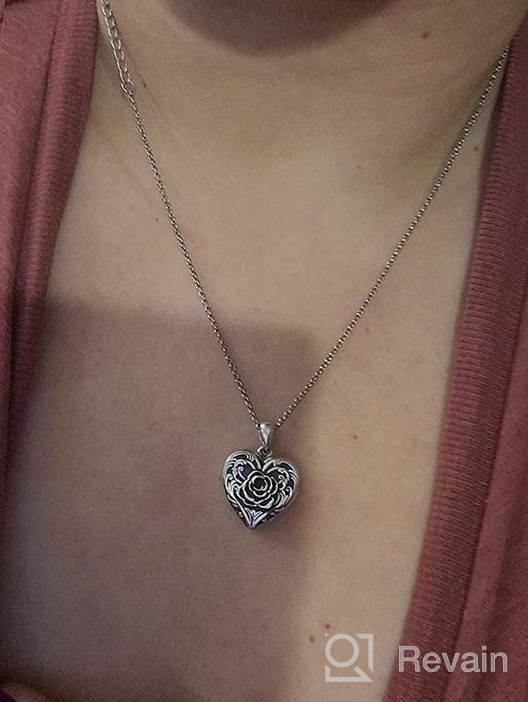 img 1 attached to Soulmeet Sunflower Rose Heart Locket Necklace - Personalized Sterling Silver/Gold Custom Jewelry That Keeps Loved Ones Close with Pictures review by Justin Anderson