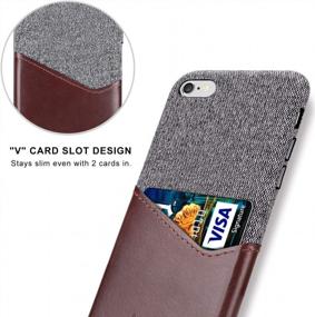 img 1 attached to Sea Island Cotton Series Slim Card Case For IPhone 6S Plus And 6 Plus - Dark Brown Fabric Protection Cover With Leather Card Holder Slot Design By Lopie