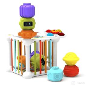 img 2 attached to 🧩 Montessori Sensory Toys for 1-2 Year Old Boy Girl - Colorful Cube with 12-Piece Multi Sensory Set, Shape Sorter and Suction Baby Toys - Ideal for Babies 12-18 Months