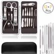 kingmas 19-piece stainless steel manicure pedicure set with nail clippers, blackhead remover, pimple and acne removal tools and travel case - complete grooming kit logo