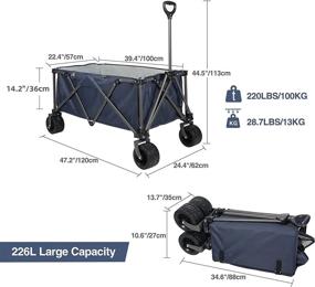img 3 attached to REDCAMP Extra Large Collapsible Beach Wagon Cart 226L, Heavy Duty With Big Wheels For Sand, Folding Utility Wagon Cart For Camping, Shopping, Outdoor Sport