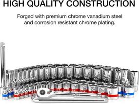 img 3 attached to 🔧 NEIKO 02472A 76 Piece Ratchet & Socket Set with Quick Release 7" Ratchet and Breaker Bar - Standard & Deep SAE and Metric Sizes - Cr-V Steel Construction