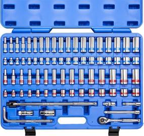 img 4 attached to 🔧 NEIKO 02472A 76 Piece Ratchet & Socket Set with Quick Release 7" Ratchet and Breaker Bar - Standard & Deep SAE and Metric Sizes - Cr-V Steel Construction