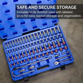 img 2 attached to 🔧 NEIKO 02472A 76 Piece Ratchet & Socket Set with Quick Release 7" Ratchet and Breaker Bar - Standard & Deep SAE and Metric Sizes - Cr-V Steel Construction