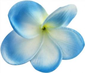 img 1 attached to 🌺 Pack of 10 Lifelike Artificial Plumeria Frangipani Flower Bouquets for Wedding, Home, and Party Decoration - Real Touch, Winterworm (Light Blue)
