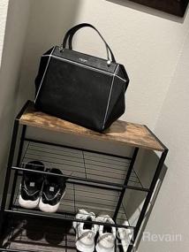 img 6 attached to Rustic Brown 4-Tier Metal Shoe Rack With MDF Wood Top Board, Entryway Shoe Tower Storage Organizer For Hallway, Closet, Bedroom & Living Room