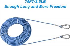 img 3 attached to XiaZ Tie Out Cable For Dogs - Heavy Duty Lead Line For Large Dogs Up To 250Lbs, Available In Various Lengths 10-120Ft For Outdoor Activities In Yard, Camping And Park (Blue, 250Lbs 70Ft)