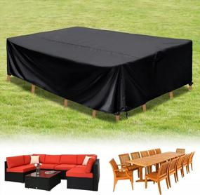 img 4 attached to HIRALIY 126 Inch Waterproof Outdoor Furniture Cover, Large Size Patio Furniture Covers For Winter, Durable Rectangular Patio Sectional Covers For Table Chairs, 126" L X 82.6" W X 27" H