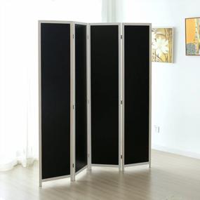 img 2 attached to MyGift 4-Panel Chalkboard Room Divider: Create Privacy & Write Messages With Folding Screen