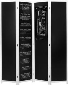 img 4 attached to MyGift 4-Panel Chalkboard Room Divider: Create Privacy & Write Messages With Folding Screen