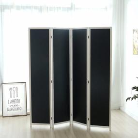 img 3 attached to MyGift 4-Panel Chalkboard Room Divider: Create Privacy & Write Messages With Folding Screen