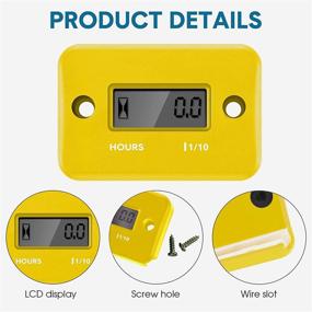 img 1 attached to 2 Pieces Inductive Hour Meter For Gas Engine Lawn Mower Dirt Bike Motorcycle Motocross Snowmobile Karting Marine ATV Boat Outboard Motor Generator Waterproof Hour Meters (Yellow)
