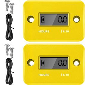 img 4 attached to 2 Pieces Inductive Hour Meter For Gas Engine Lawn Mower Dirt Bike Motorcycle Motocross Snowmobile Karting Marine ATV Boat Outboard Motor Generator Waterproof Hour Meters (Yellow)