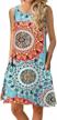 women's casual summer t-shirt dress floral bohemian swing boho sundress sleeveless with pockets logo