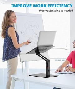 img 3 attached to Подставка для ноутбука BoYata Sit-Stand, регулируемая высота 5,4 "-17,7" для сидячего и стоячего стола, подходит для MacBook и всех 15-дюймовых ноутбуков
