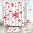 4-piece winter wonderland shower curtain set with toilet lid cover and non-slip rugs - emvency christmas snowflake decor for bathroom logo