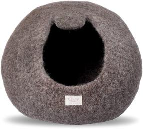 img 3 attached to 🐱 Large CHIBY Cat Cave Bed ~ Indoor Cat House for Eco-Friendly Cats ~ Hand-Felted with 100% Natural New Zealand Wool in Brown Solid Color