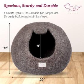 img 2 attached to 🐱 Large CHIBY Cat Cave Bed ~ Indoor Cat House for Eco-Friendly Cats ~ Hand-Felted with 100% Natural New Zealand Wool in Brown Solid Color