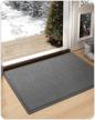 large dark grey indoor entryway rug - non-slip absorbent floor mat for front door, 24"x48" washable g-shaped door mats - ideal for home entrance logo