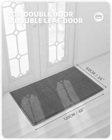 img 3 attached to Большой темно-серый коврик для прихожей в помещении - нескользящий впитывающий коврик для входной двери, 24 "X48 " моющиеся G-образные дверные коврики - идеально подходит для входа в дом