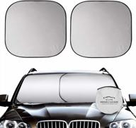 солнцезащитный козырек для лобового стекла автомобиля eluto среднего размера 28x30,7 дюйма - складная защита и козырек из 2 частей для большинства автомобилей логотип