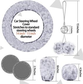 img 2 attached to 6 Pieces Fluffy Car Accessories Set Fluffy Steering Wheel Cover Soft Fuzz Handbrake Cover Gear Shift Cover Bling Car Mirror Fuzz Car Decoration 2 Pieces Bling Car Pad (Short Hair