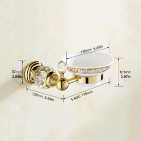 img 3 attached to OWOFAN Soap Holder With White Ceramics Dish Bath Storage Shelf Crystal Bathroom Accessories Brass Gold HK-31K