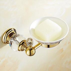 img 1 attached to OWOFAN Soap Holder With White Ceramics Dish Bath Storage Shelf Crystal Bathroom Accessories Brass Gold HK-31K