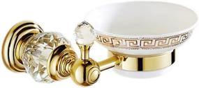 img 4 attached to OWOFAN Soap Holder With White Ceramics Dish Bath Storage Shelf Crystal Bathroom Accessories Brass Gold HK-31K