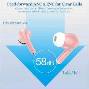img 3 attached to Noise Cancelling Wireless Earbuds With ENC Mic, Bluetooth Stereo Bass Waterproof Headphones For IPhone Samsung Android - Pink