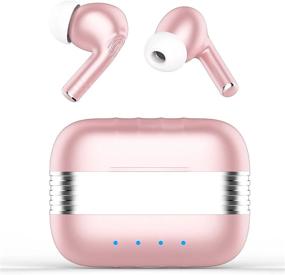img 4 attached to Noise Cancelling Wireless Earbuds With ENC Mic, Bluetooth Stereo Bass Waterproof Headphones For IPhone Samsung Android - Pink