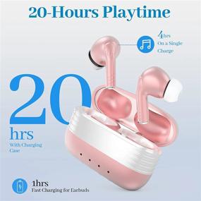 img 2 attached to Noise Cancelling Wireless Earbuds With ENC Mic, Bluetooth Stereo Bass Waterproof Headphones For IPhone Samsung Android - Pink