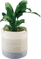 zoutog 11'' x 11'' woven cotton rope basket indoor planter cover up to 10 inch pot storage organizer with handles plant basket. logo