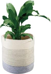 img 4 attached to ZOUTOG 11'' X 11'' Woven Cotton Rope Basket Indoor Planter Cover Up To 10 Inch Pot Storage Organizer With Handles Plant Basket.