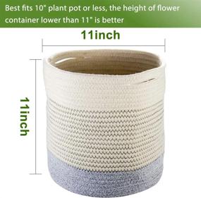 img 3 attached to ZOUTOG 11'' X 11'' Woven Cotton Rope Basket Indoor Planter Cover Up To 10 Inch Pot Storage Organizer With Handles Plant Basket.