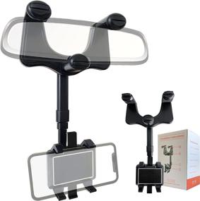 img 4 attached to 📱 Versatile and Convenient 360° Rotatable and Retractable Car Phone Holder: Universal Rearview Mirror Mount for All Mobile Phones